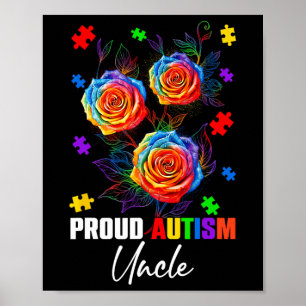 Stolzer Autismus-Onkel Rosenblumen Und Puzzles Aut Poster