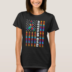 Stolzer Autismus-Vater Amerikanisches Flagge Puzzl T-Shirt