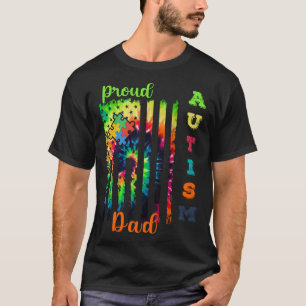 Stolzer Autismus-Vater Tie Dye Flagge Autismus-Bew T-Shirt