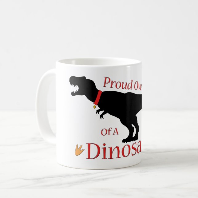 stolzer Besitzer eines Dinosauriers Kaffeetasse (Vorderseite Links)
