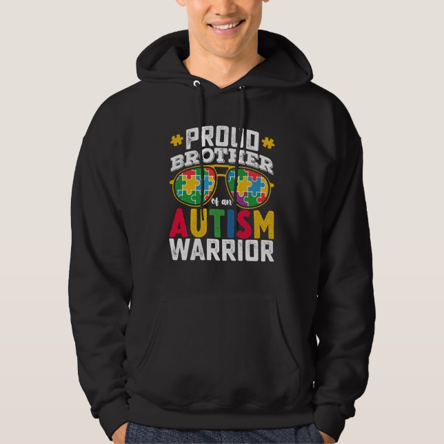 stolzer Bruder einer Familie des Autismus Kriegers Hoodie (Vorderseite)