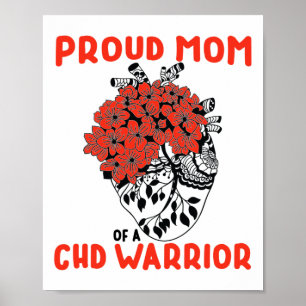 Stolzer CHD-Krieger-Mama Schönes rotes florales He Poster