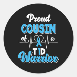 Stolzer Cousin eines T1d-Krieger-Diabetes Runder Aufkleber