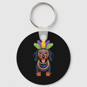 Stolzer Dachshund Mardi Gras Hunde Liebhaber Lusti Schlüsselanhänger