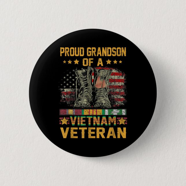 Stolzer Enkel einer vietnamesischen Veteranenflagg Button (Vorderseite)