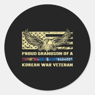 Stolzer Enkel eines Veteranen des Koreakrieges Runder Aufkleber