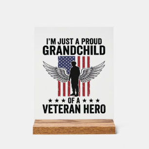 Stolzer Enkel eines Veteranen Held Patriotisches D Acrylschild