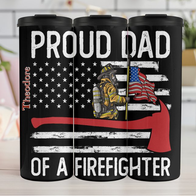 Stolzer Feuerwehrmann-Vater-Design Thermosbecher (Von Creator hochgeladen)
