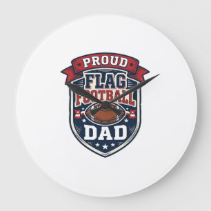 Stolzer Flag Football Vater Vintage Patriotisches Große Wanduhr