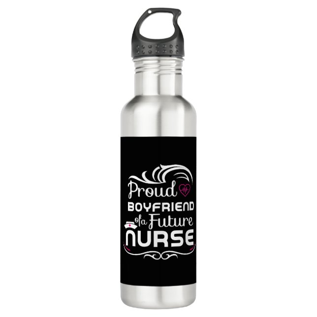 Stolzer Freund einer zukünftigen Krankenschwester  Edelstahlflasche (Vorderseite)