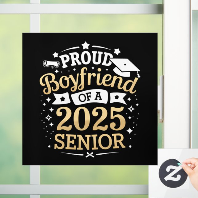 Stolzer Freund eines 2025-Graduate-Abschlusses Fensteraufkleber (Zuhause)