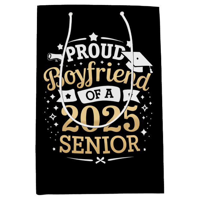 Stolzer Freund eines 2025-Graduate-Abschlusses Mittlere Geschenktüte (Vorderseite)