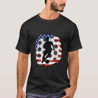 Stolzer Fußballspieler Amerikanische Flagge Fußbal T-Shirt