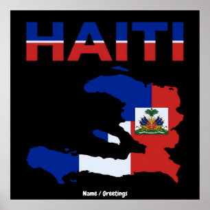 Stolzer Haitianer Haiti-Flagge Karte Heritage-Desi Poster