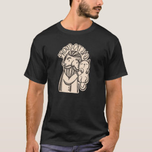 Stolzer Katzenvater Handzeichnung Bärtiger Vater U T-Shirt