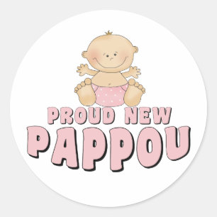 STOLZER NEUER Pappou Girl Runder Aufkleber