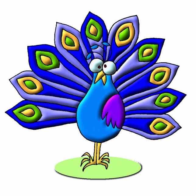 Stolzer Pfau Freistehende Fotoskulptur (Vorne)