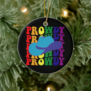 Stolzer Rodeo Hallo Cowboy Cowgirl LGBTQ Western  Keramik Ornament