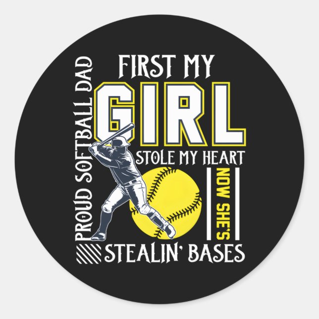 Stolzer Softball-Vater hat mir für Daddy gestohlen Runder Aufkleber (Vorderseite)