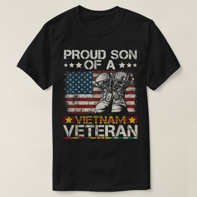 Stolzer Sohn des vietnamesischen Veteran US Flag T T-Shirt (Design vorne)