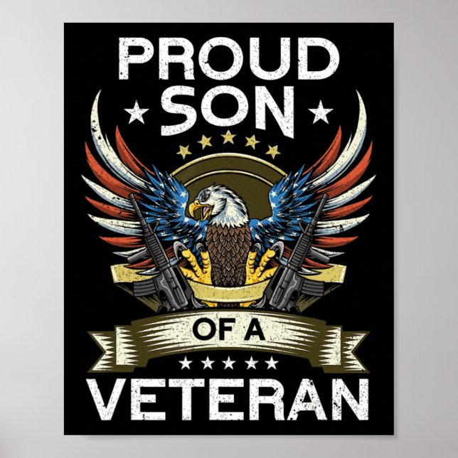 Stolzer Sohn eines erfahrenen US-Flag Proud Americ Poster (Vorne)