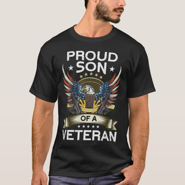 Stolzer Sohn eines erfahrenen US-Flag Proud Americ T-Shirt (Vorderseite)
