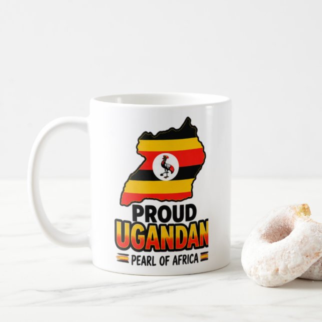 Stolzer Ugander – Perle Afrikas | Uganda-Flagge &  Kaffeetasse (Mit Donut)