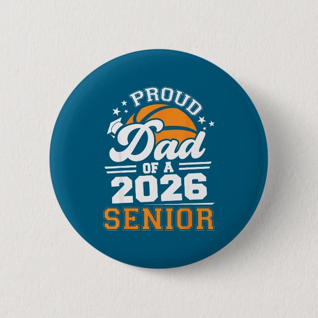 Stolzer Vater 2026 Senior Basketball Design Button (Vorderseite)