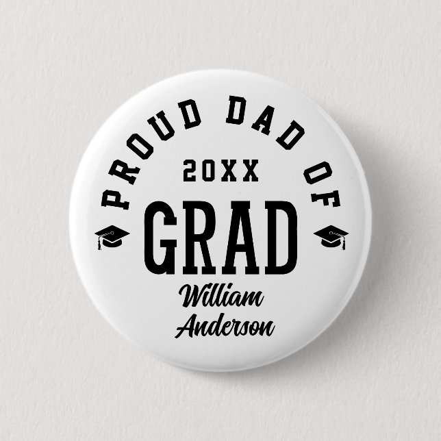 Stolzer Vater Abschluss Uni-Typografie Abschlussfe Button (Vorderseite)