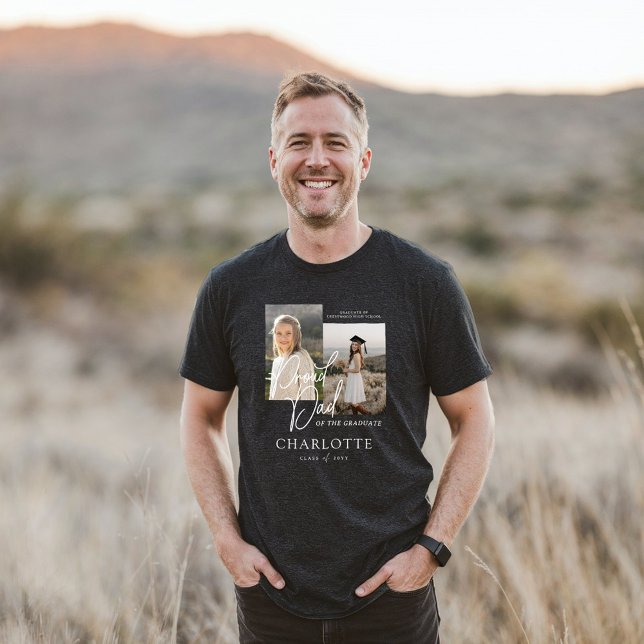 Stolzer Vater des Graduate Script-Fotos Keepake Tri-Blend Shirt (Proud Dad of the Graduate Script Photo Keepsake Tri-Blend Shirt)