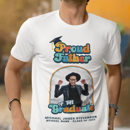 Stolzer Vater des Graduierten Foto Groovy Retro T-Shirt
