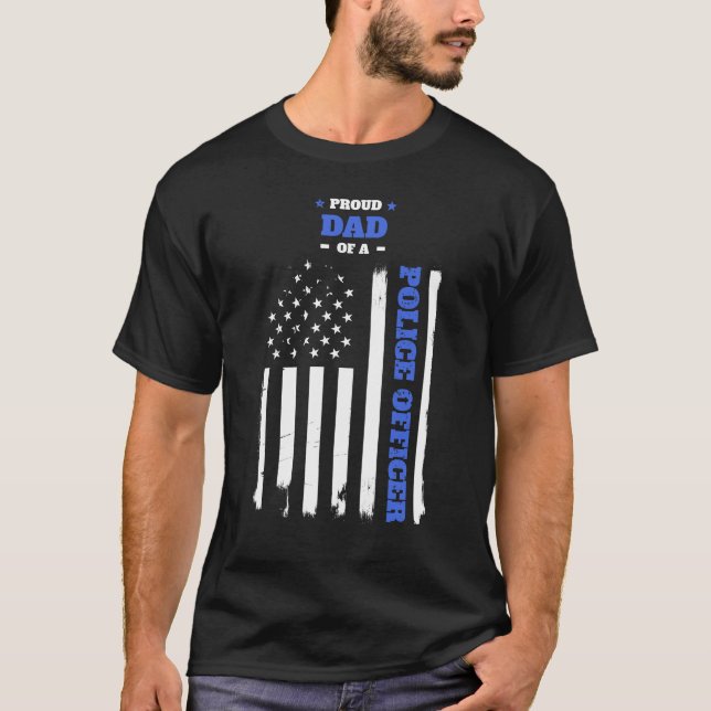 Stolzer Vater einer Polizei-Offizier-beunruhigten T-Shirt (Vorderseite)