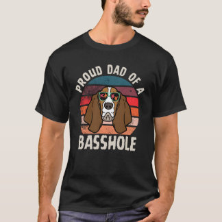 Stolzer Vater eines Basshole lustigen Basset Hound T-Shirt