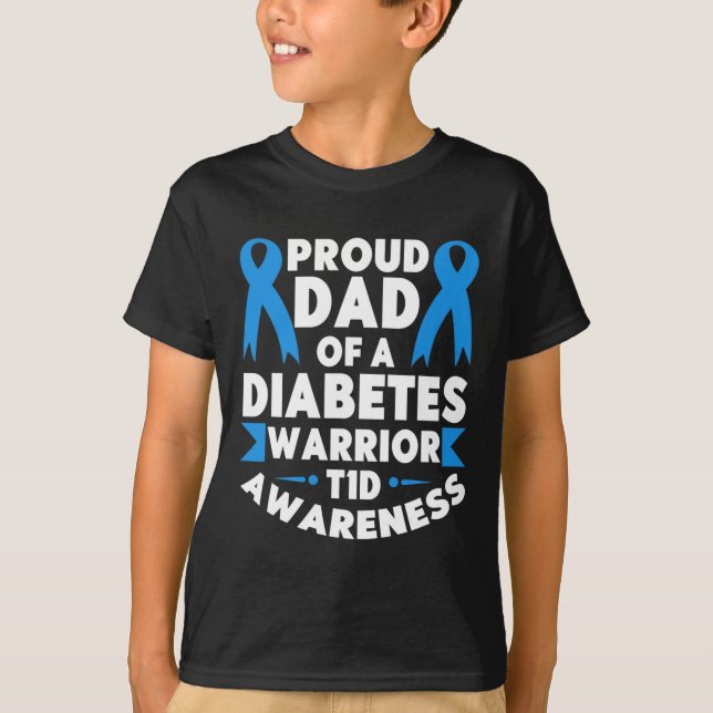 Stolzer Vater eines Diabetes-Warrior T1D-Bewusstse T-Shirt (Vorderseite)