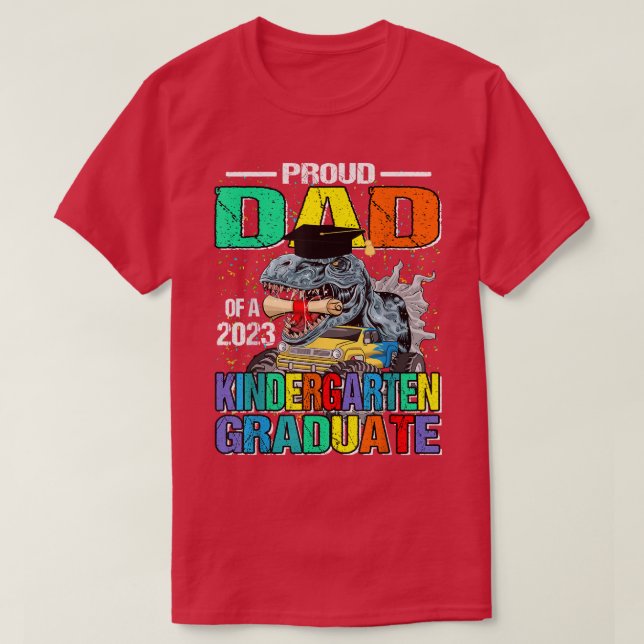 Stolzer Vater eines Kindergartenstudios 2023 Dinos T-Shirt (Design vorne)