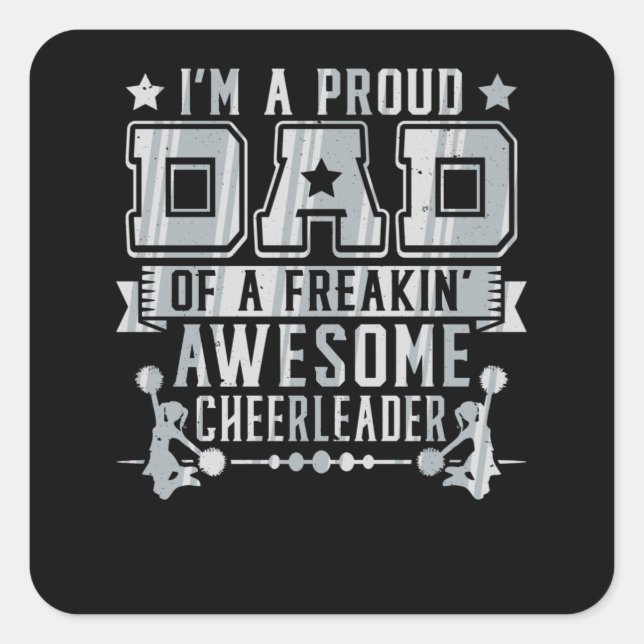 Stolzer Vater eines Phantastischen Cheerleader Fre Quadratischer Aufkleber (Vorderseite)