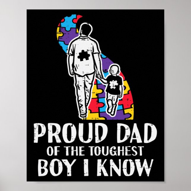 Stolzer Vater Toughest Boy Autism Awareness Asd Da Poster (Vorne)