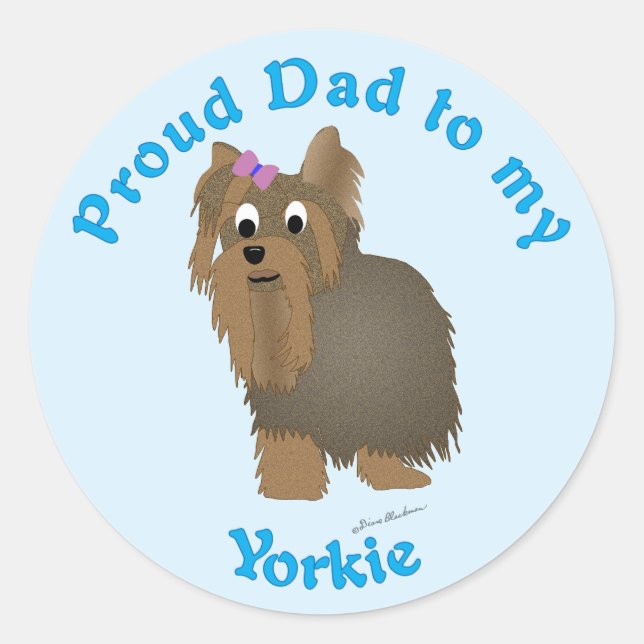 Stolzer Vater zu meinem Yorkie Runder Aufkleber (Vorderseite)