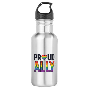 Stolzer Verbündeter Vintage Regenbogen Herz T-Shir Edelstahlflasche
