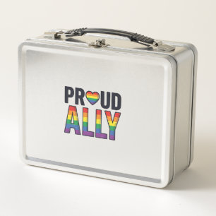 Stolzer Verbündeter Vintage Regenbogen Herz T-Shir Metall Brotdose