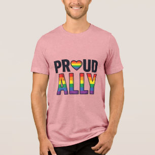 Stolzer Verbündeter Vintage Regenbogen Herz T-Shir Tri-Blend Shirt