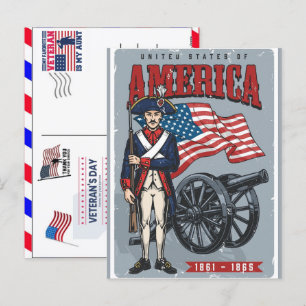 Stolzer Veteran 250 Jahre Amerika 1776 2026 Feiertagspostkarte