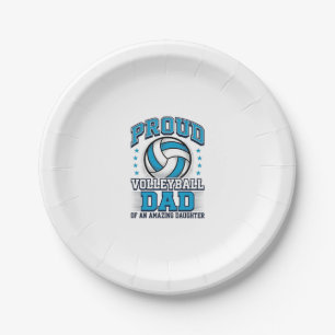 Stolzer Volleyball-Vater Vintage-Sportshirt-Design Pappteller