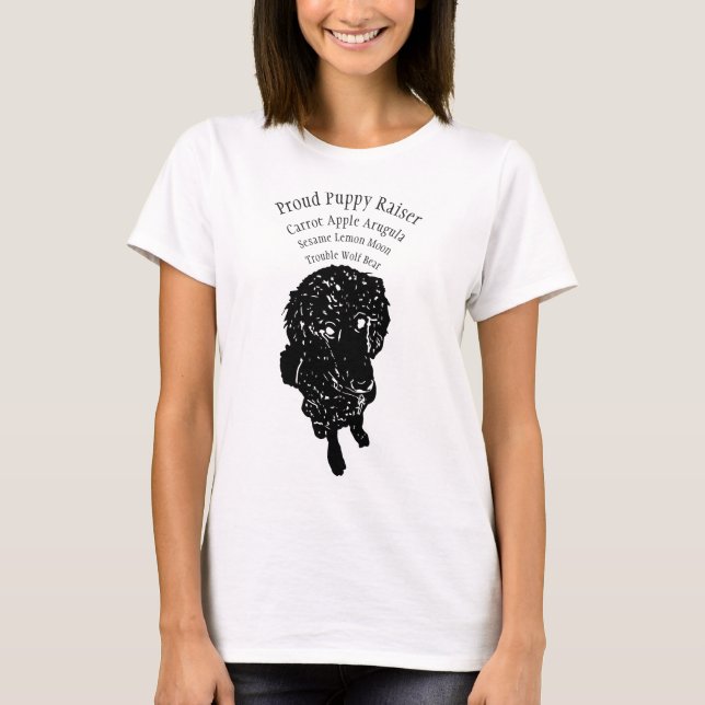 Stolzer Welpen-Erbauer mit IHREN Welpennamen T-Shirt (Vorderseite)