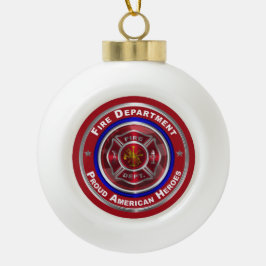 Stolzes amerikanisches Feuerwehrmann Keramik Kugel-Ornament
