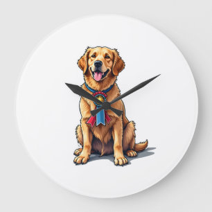 Stolzes amerikanisches Golden Retriever Vintage T- Große Wanduhr