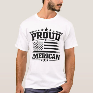 Stolzes amerikanisches USA-Flagge-Weiß-T-Shirt T-Shirt