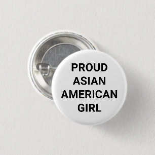 Stolzes asiatisches Mädchen, Schwarz-weiße Taste Button