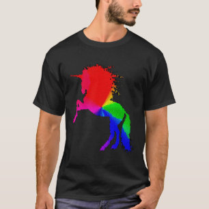 Stolzes Einhorn von farbenfroher Bleiglaskonstrukt T-Shirt