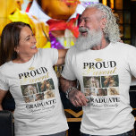 Stolzes Eltern des Graduate T - Shirt<br><div class="desc">Eleganter Abschluss Zeremonie T - Shirt mit einem Absolventen-Mortarboard, 5 Fotos Ihres Sohnes oder Ihrer Tochter, das Sprichwort "stolze Eltern des Absolventen", ihren Namen, Ort des Studiums, und Klasse Jahr.</div>